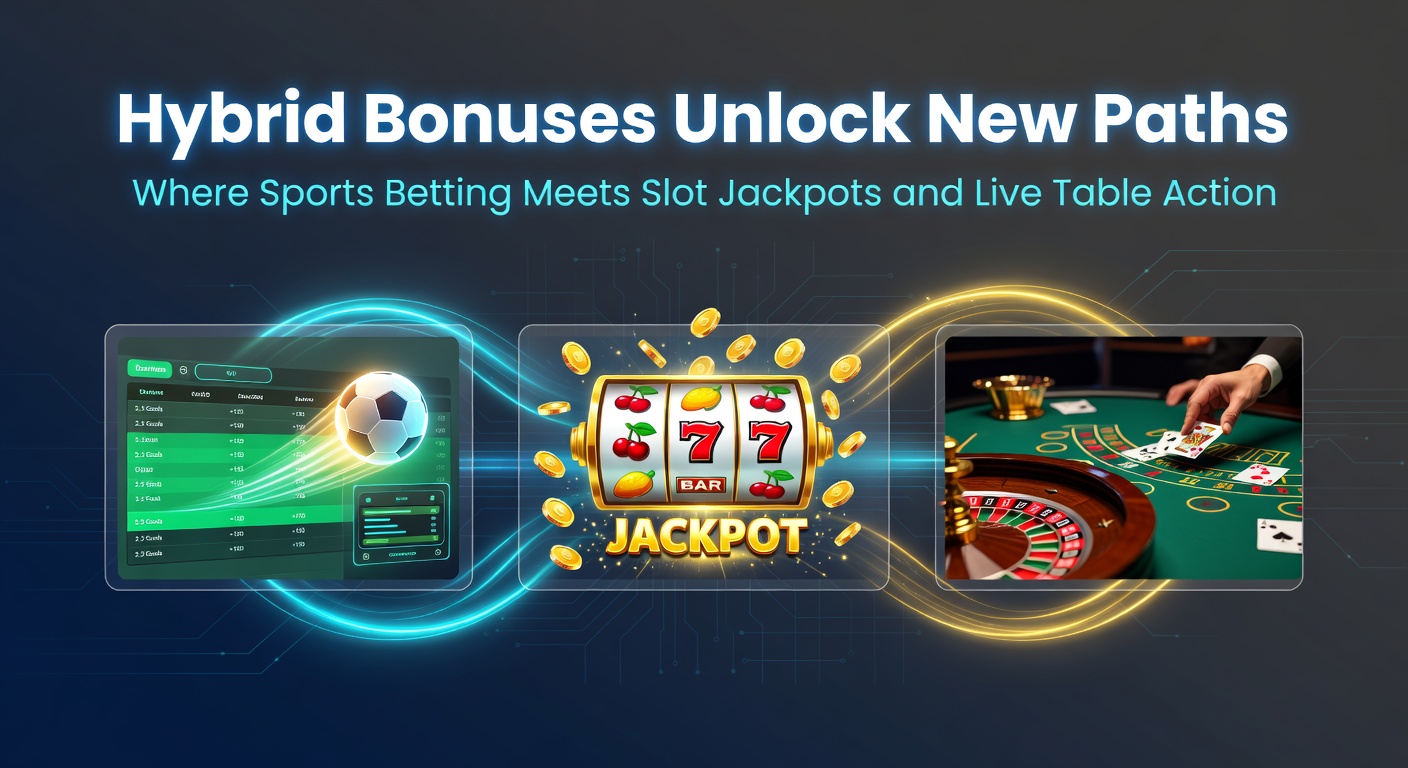 Darstellung eines hybriden Bonus-Systems, das Sportwetten, Slot-Maschinen und Live-Tische in einem nahtlosen Casino-Ökosystem verbindet