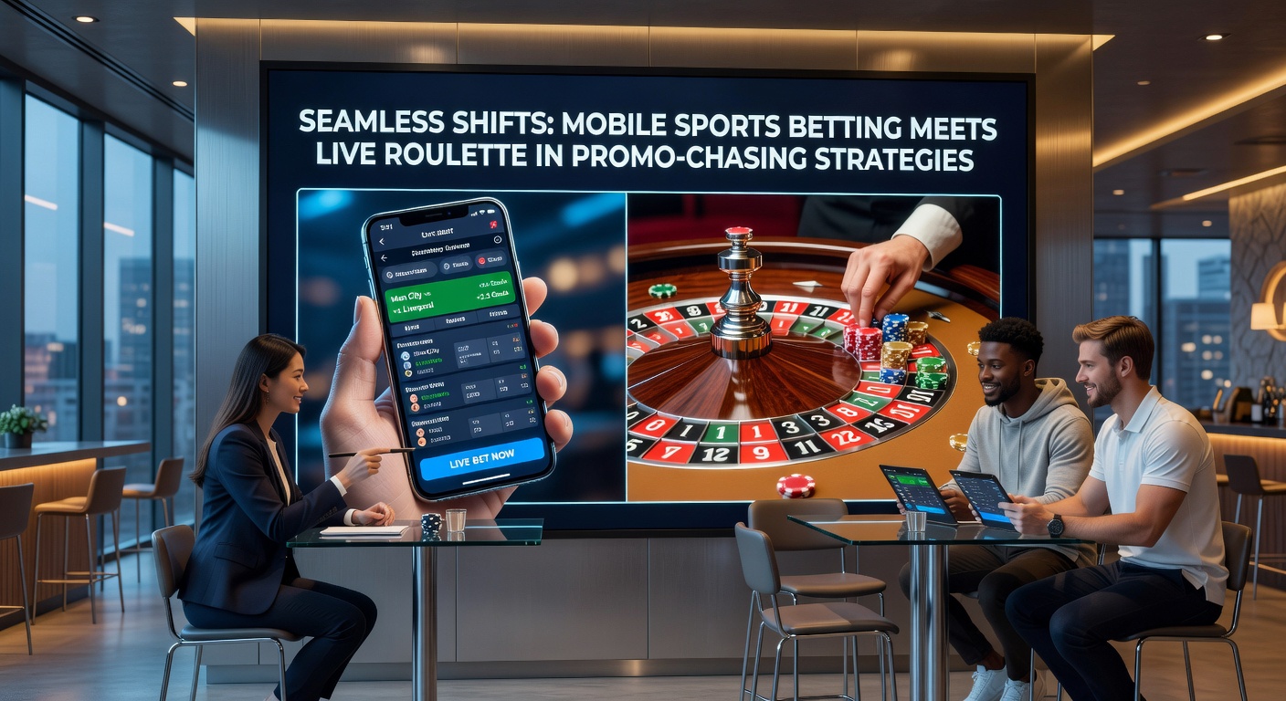 Live-Roulette-Tisch mit mobiler Sportwette-Overlay, illustriert Promo-Integration und Wechselstrategien